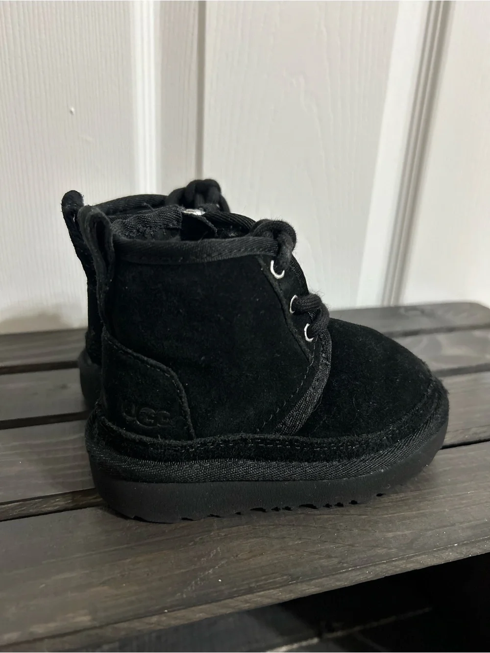 Ugg Toddler Black Suede Boots W/ Side Zip Size 6